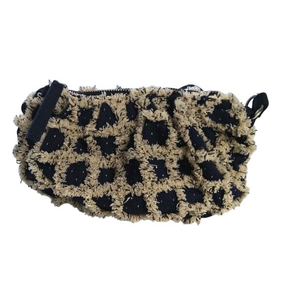 Free People Zamora Fringed Crossbody Bag in navy/cream strap boho cottagecore - Picture 2 of 8